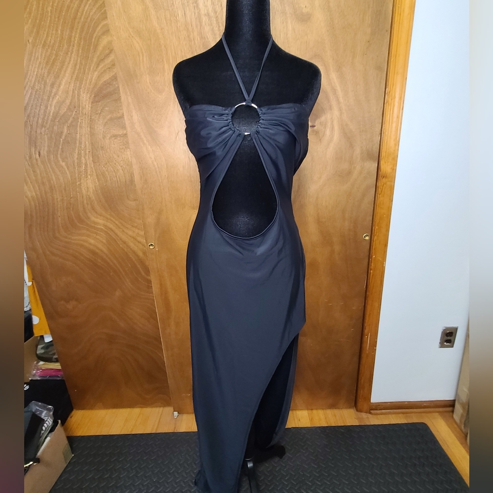 Elegant Black Halter Dress